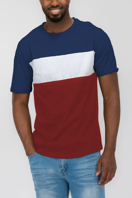 Justin Color Block Tee - WT8605-NAVYTEAL-XL