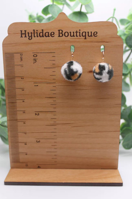Leopard Fuzzy Dangle Earrings - 826-3