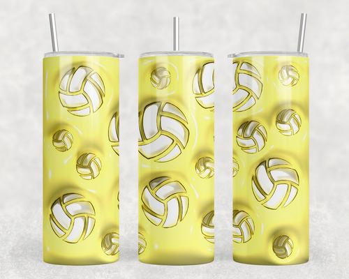 Yellow Volleyball|Skinny Tumbler|Optional Bluetooth Speaker| Speaker Color Varies