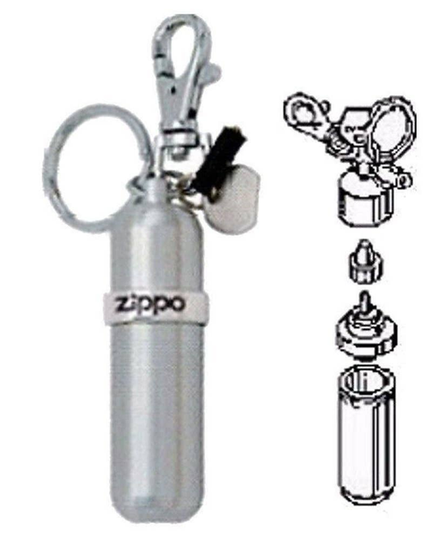 Zippo Aluminum Fuel Canister Reusable Key Ring Flint Storage + More