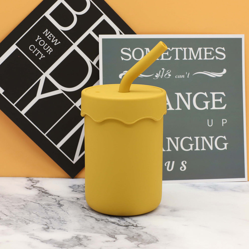 Baby Food Grade Silicone Straw Water Cup Training Leakproof Drop Resistant Drinking Cups - JM2202152351-345