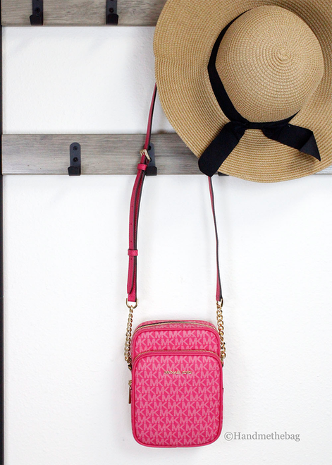 Michael Kors Flight Electric Pink North South Chain Crossbody Michael Kors Flight Electric Pink North South Chain Crossbody