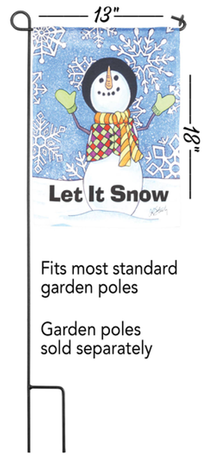 Flag Snowman Let It Snow Polyester