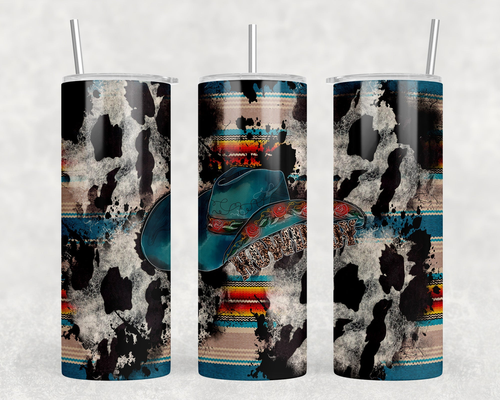 Serape faux cowhide Cowboy Hat|Skinny Tumbler|Optional Bluetooth Speaker| Speaker Color Varies