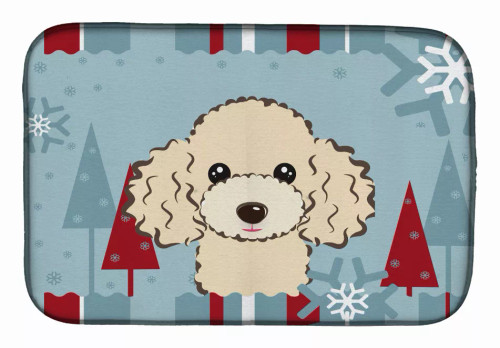 Winter Holiday Dog on Dish Drying Mat - S000213B001695P115596V414
