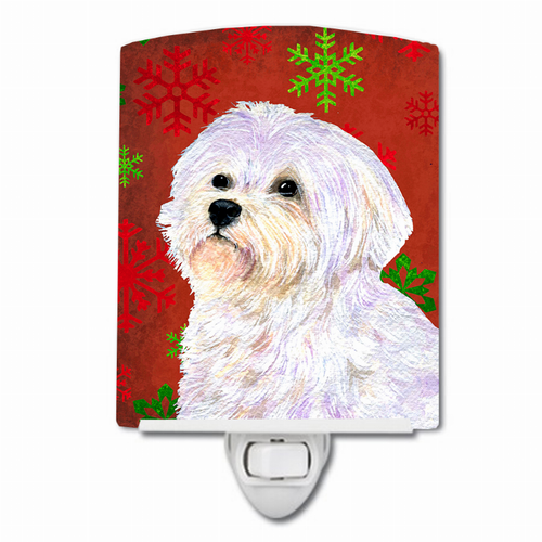 Snowflakes Holiday Dog Art Ceramic Night Light - SS4688CNL