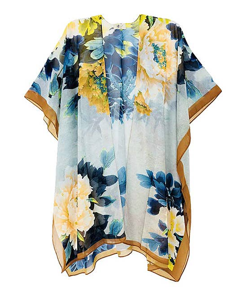 Gold Peony Silk Blend Floral Kimono Gold Peony Silk Blend Floral Kimono