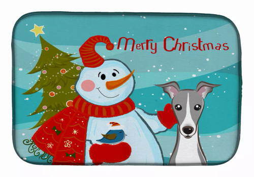 Snowman with Dog Dish Drying Mat - S000213B001695P115596V269