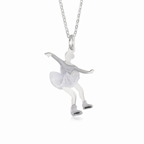 UNICORNJ Children's Sterling Silver Girl Dancer Skater Necklace Pendant with Enamel - S001375B002003P000481V008