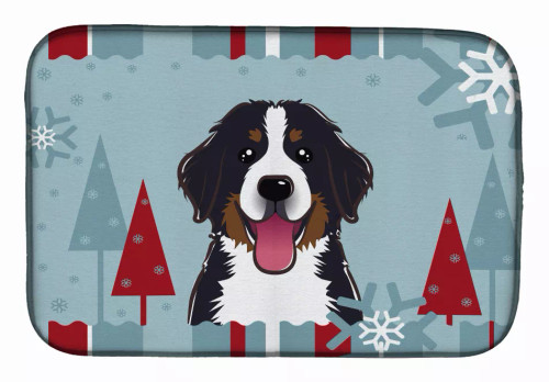 Winter Holiday Dog on Dish Drying Mat - S000213B001695P115596V030