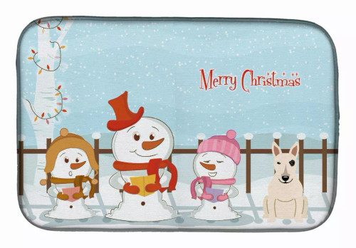 Merry Christmas Carolers Dog on Dish Drying Mat - S000213B001695P115596V085