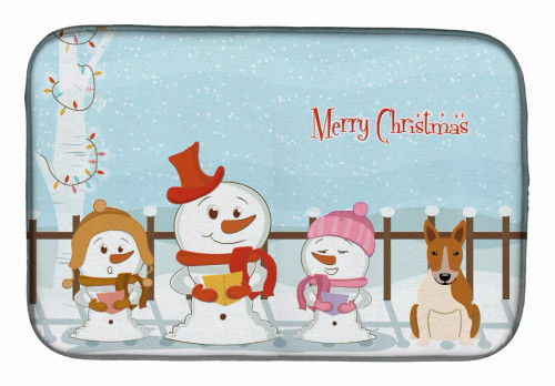 Merry Christmas Carolers Dog on Dish Drying Mat - S000213B001695P115596V082