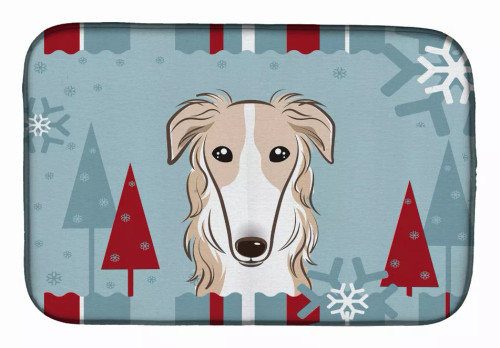 Winter Holiday Dog on Dish Drying Mat - S000213B001695P115596V052