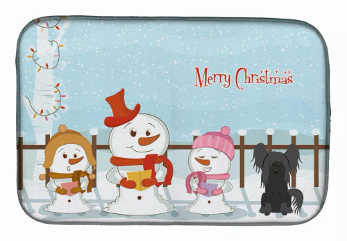 Merry Christmas Carolers Dog on Dish Drying Mat - S000213B001695P115596V129
