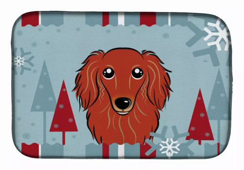 Winter Holiday Dog on Dish Drying Mat - S000213B001695P115596V182