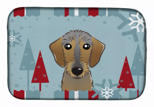 Winter Holiday Dog on Dish Drying Mat - S000213B001695P115596V184