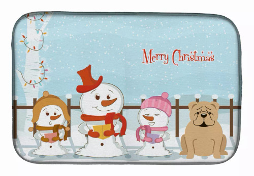 Merry Christmas Carolers Dog on Dish Drying Mat - S000213B001695P115596V107