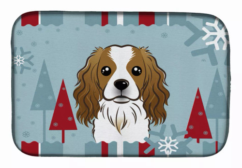 Winter Holiday Dog on Dish Drying Mat - S000213B001695P115596V121