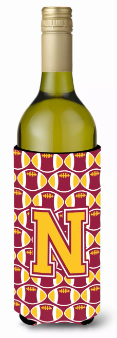 Monogram Letter Football Wine Bottle Hugger - CJ1081-NLITERK