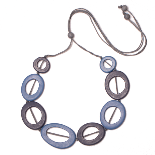 Tonal Resin Hoop Necklace - BB1301BU Tonal Resin Hoop Necklace - BB1301BU