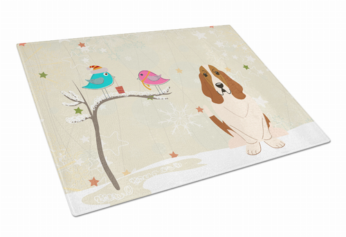 Christmas Presents Dog Print Glass Cutting Board Large