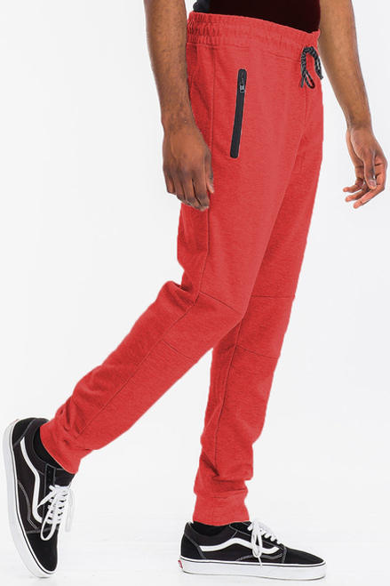 Heathered Cotton Sweats - J111-RED-L