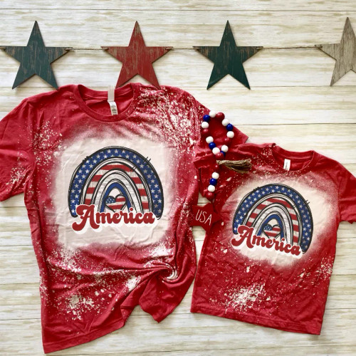 America Bleached Shirt - 4th of July Shirt - B002344P000012V001