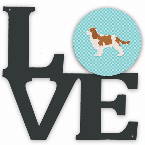 Checkerboard Dog Profile Metal Wall Artwork LOVE - BB3749WALV
