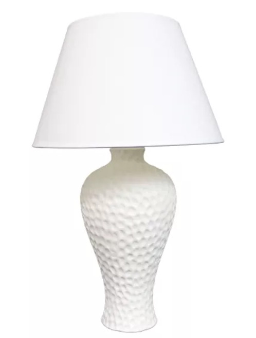 Simple Designs Textured Stucco Curvy Ceramic Table Lamp - LT2004-WHT