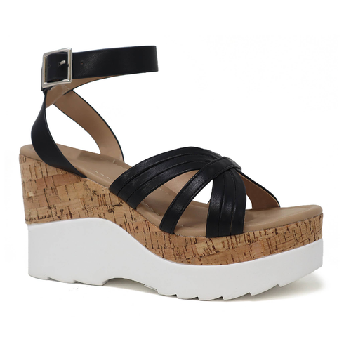 Yoki JACKIE-65 Women's Wedge Cork white Platform Sandals - jackie-65-bkb