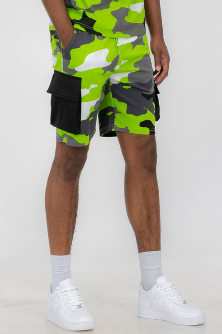 Full Camo Toggle Shorts - SP391-LIME-2X