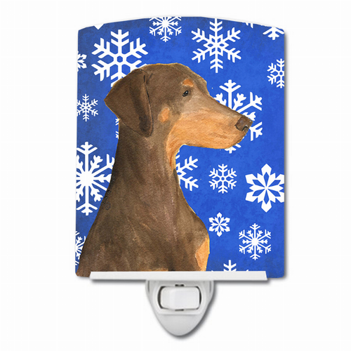 Snowflakes Holiday Dog Art Ceramic Night Light - SS4617CNL