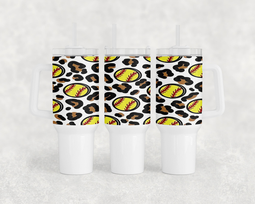 Softball Leopard Print 40oz Tumbler