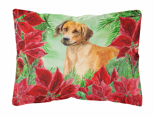 Poinsettas Dog Art Canvas Fabric Decorative Pillow - S000213B001695P112034V000