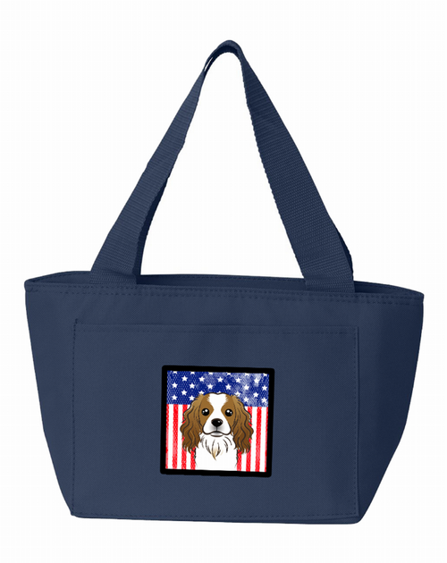 American Flag and Cavalier Spaniel Lunch Bag