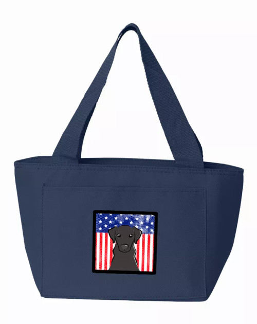 American Flag and Black Labrador Lunch Bag