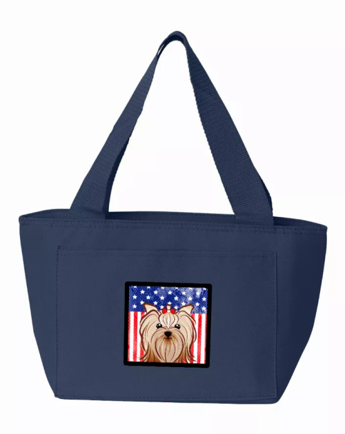 American Flag and Yorkie Yorkishire Terrier Lunch Bag