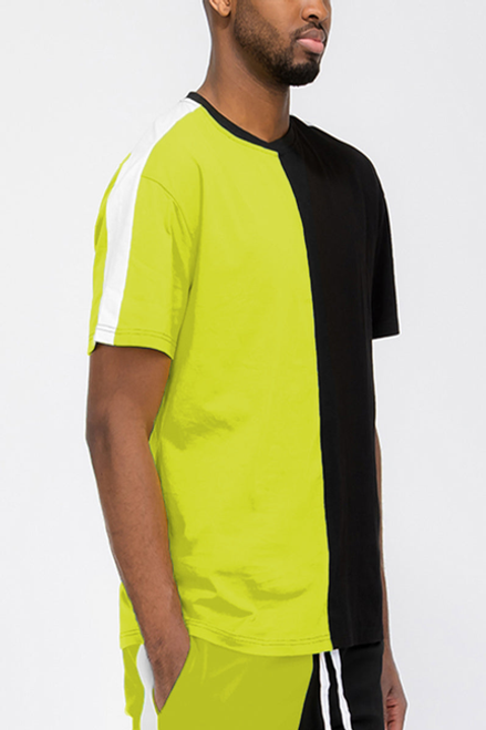 Split Two Way Tshirt - WT8519-LIMEBLK-M