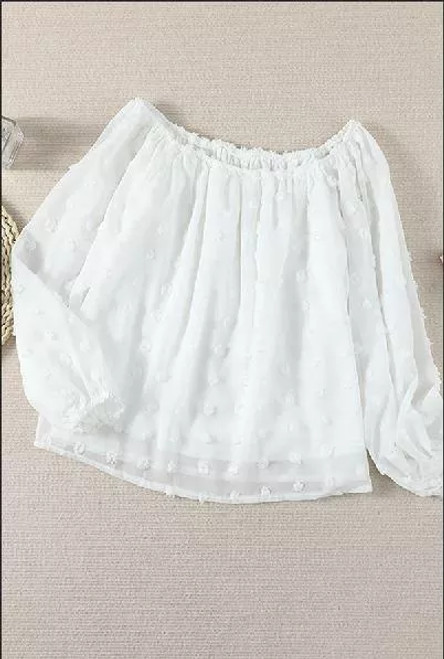 Off Shoulder Swiss Dot Blouse
