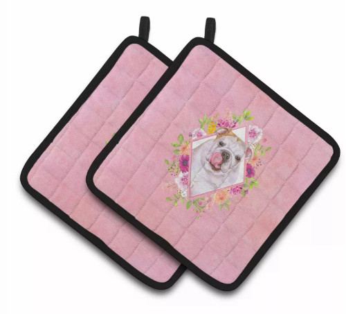 Dogs and Flowers Pair of Pot Holders - S000213B001695P003474V007