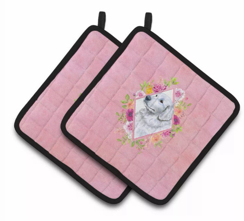 Dogs and Flowers Pair of Pot Holders - S000213B001695P003474V016