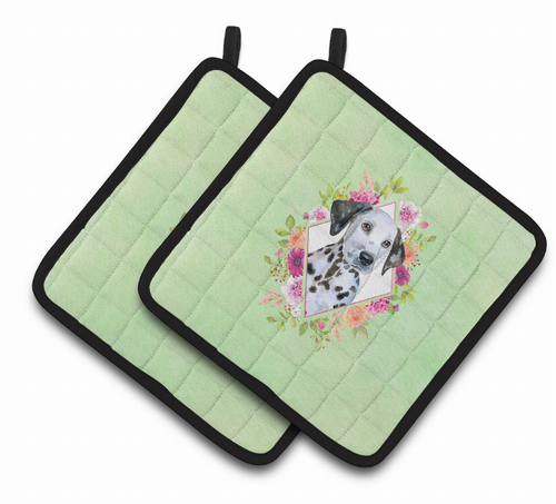 Dogs and Flowers Pair of Pot Holders - CK4296PTHD