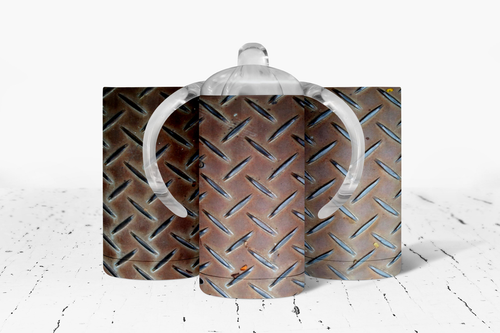 Distressed Diamond Plate Insulated Kids Dual Lid Sippy Cup Tumbler