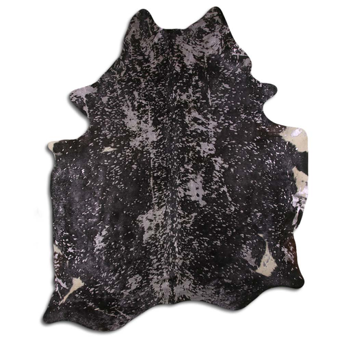 ACID WASHED HAIR ON COWHIDE SILVER METALLIC ON BLACK - CPDSDBLA3A-00125572
