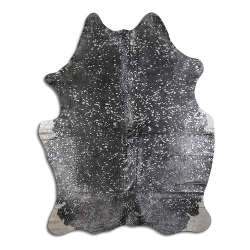 ACID WASHED HAIR ON COWHIDE SILVER METALLIC ON BLACK - CPDSDBLA3B-00106970