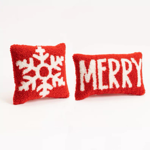 Snowflake and Merry Pillow (Set of 2) 15.5" SQ Polyester