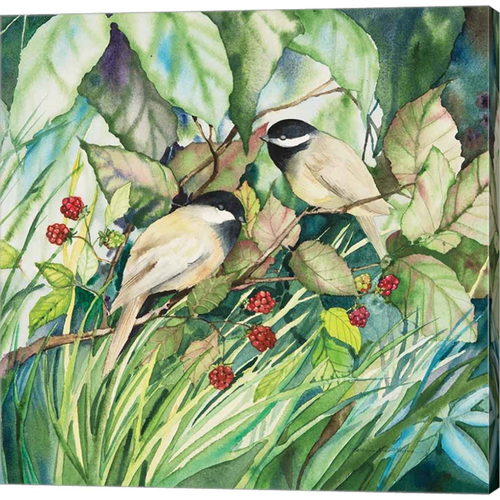 Chickadees Sq by Kathleen Parr McKenna, Canvas Art