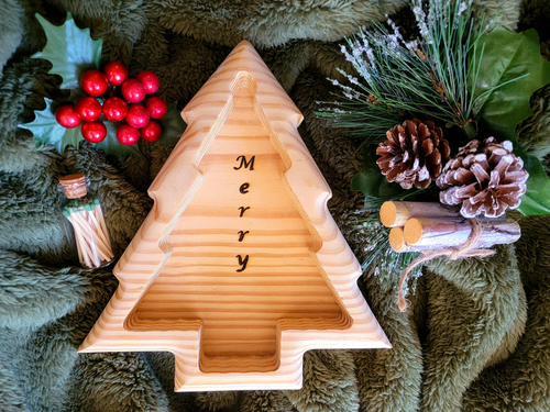 Christmas tree wooden soy wax candle - CCan1201
