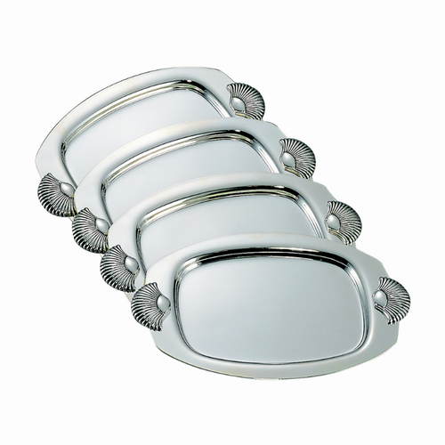 Shell Dish Set/4, Nickel Plated 7" X 4.25"