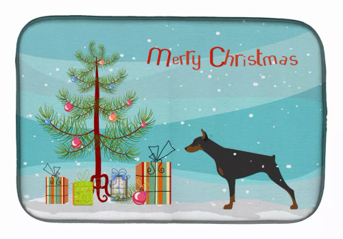 Christmas Tree and Dog on Dish Drying Mat - S000213B001695P115594V018